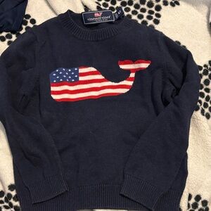 Vineyard Vines Men's Navy Crewneck Sweater with Flag Whale